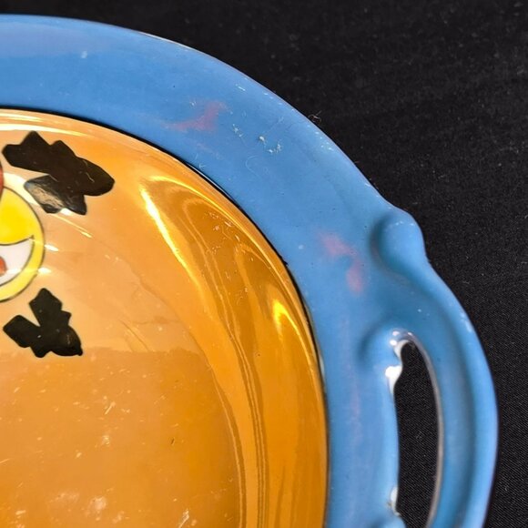 Vintage Meito China Hand Painted Lusterware Bowl Japan Blue Rim Floral 8" - Picture 6 of 14